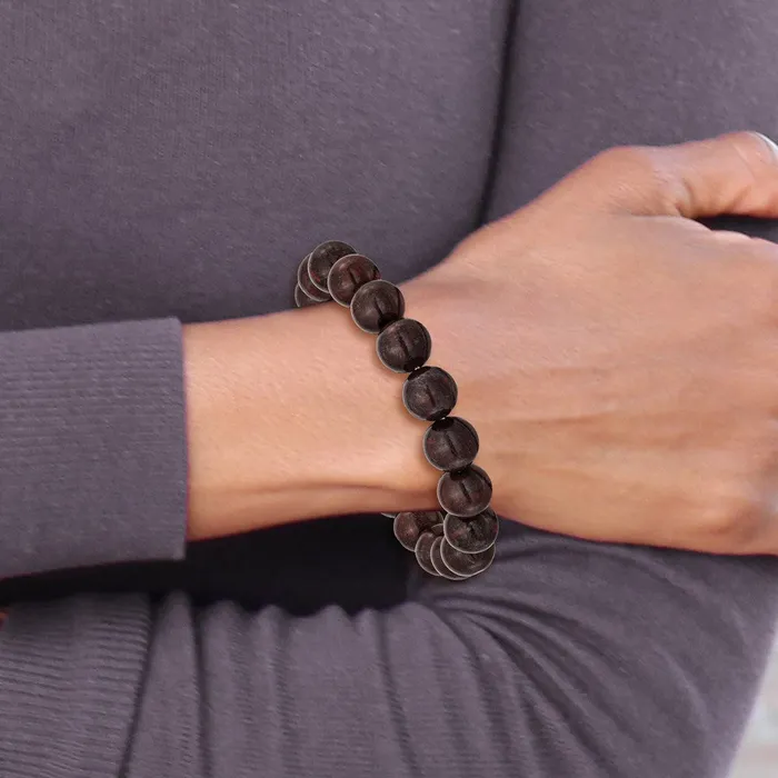 Chisel 10mm Black and Red Agate Beaded Stretch Bracelet TreasureFineJewelers Bracelets