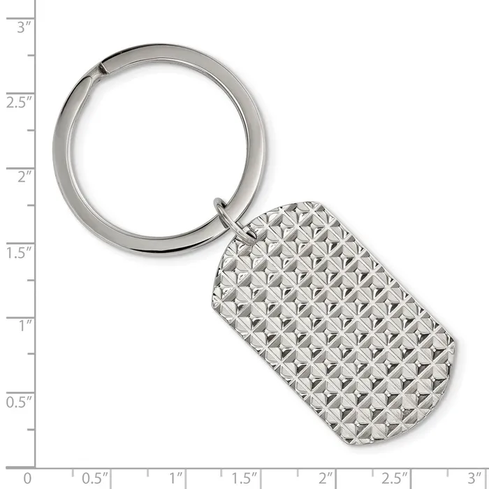 Chisel Stainless Steel Polished and Textured Reversible Key Ring TreasureFineJewelers Rings