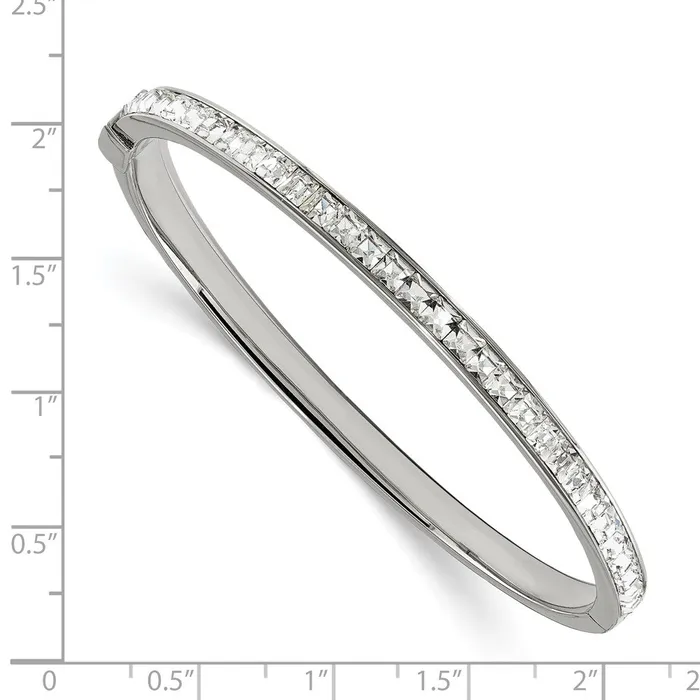 Chisel Stainless Steel Polished with Preciosa Crystal Hinged Bangle TreasureFineJewelers Bracelets