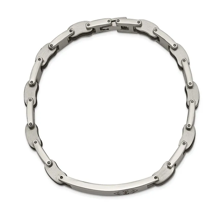 Chisel Stainless Steel Polished with Red Enamel and Black Rubber Medical ID 8 inch Link Bracelet TreasureFineJewelers Bracelets