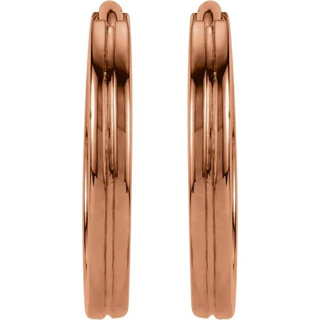 Earrings 14K Rose Gold 103 mm Grooved Huggie Earrings TreasureFineJewelers