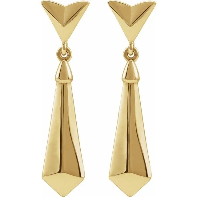 Earrings 14K Yellow Gold Geometric Dangle Earrings TreasureFineJewelers