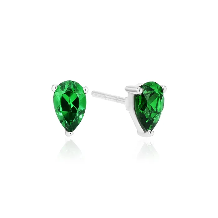 Earrings Ema Jewels Aletheia Emerald Sterling Silver Earrings