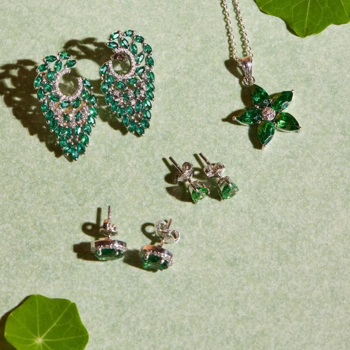 Earrings Ema Jewels Aletheia Emerald Sterling Silver Earrings