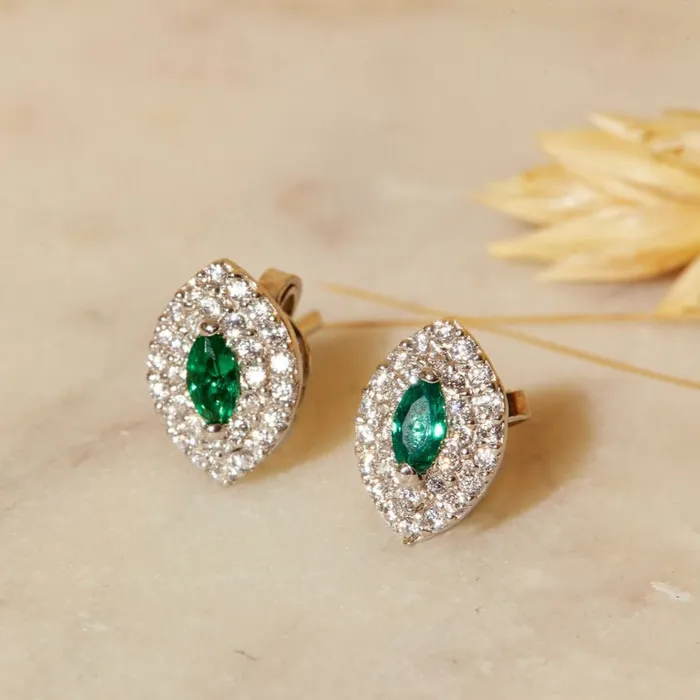 Earrings Hecate Emerald Sterling Silver Earrings Ema Jewels