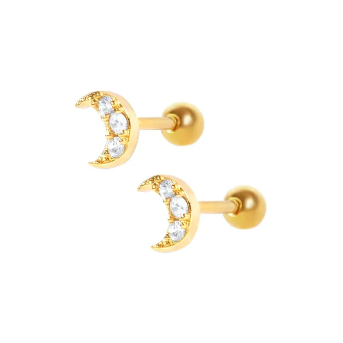 Earrings Mini Moon Piercing Barbell Ball Back Earrings Sleeper Earrings Trendolla Jewelry Earrings Mini Moon Piercing Barbell Ball Back Earrings Sleeper Earrings Trendolla Jewelry