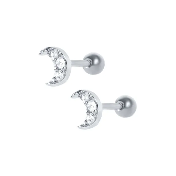 Earrings Mini Moon Piercing Barbell Ball Back Earrings Sleeper Earrings Trendolla Jewelry