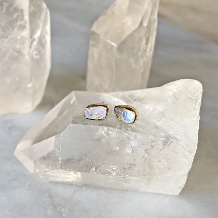Earrings Robindira Unsworth Rainbow Moonstone Stud Earrings
