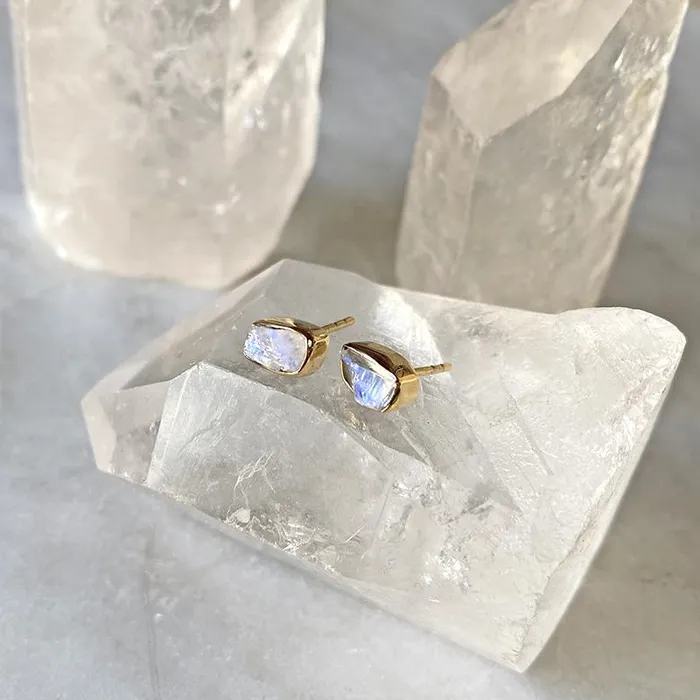 Earrings Robindira Unsworth Rainbow Moonstone Stud Earrings