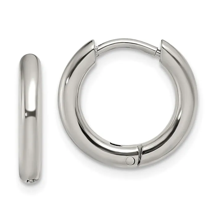 Earrings Stainless Steel Polished 25mm Hinged Hoop Earrings TreasureFineJewelers Earrings Stainless Steel Polished 25mm Hinged Hoop Earrings TreasureFineJewelers