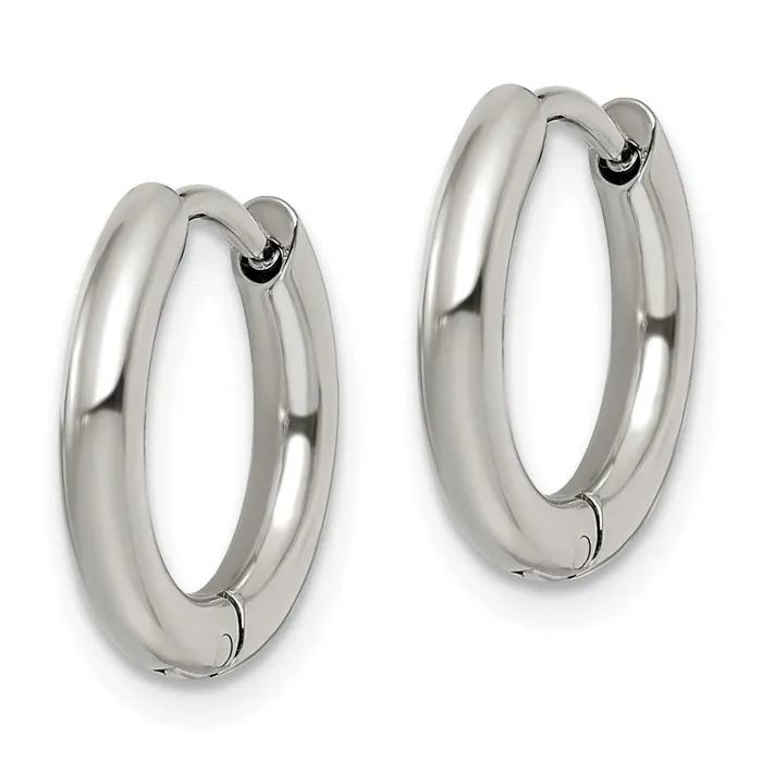 Earrings Stainless Steel Polished 25mm Hinged Hoop Earrings TreasureFineJewelers