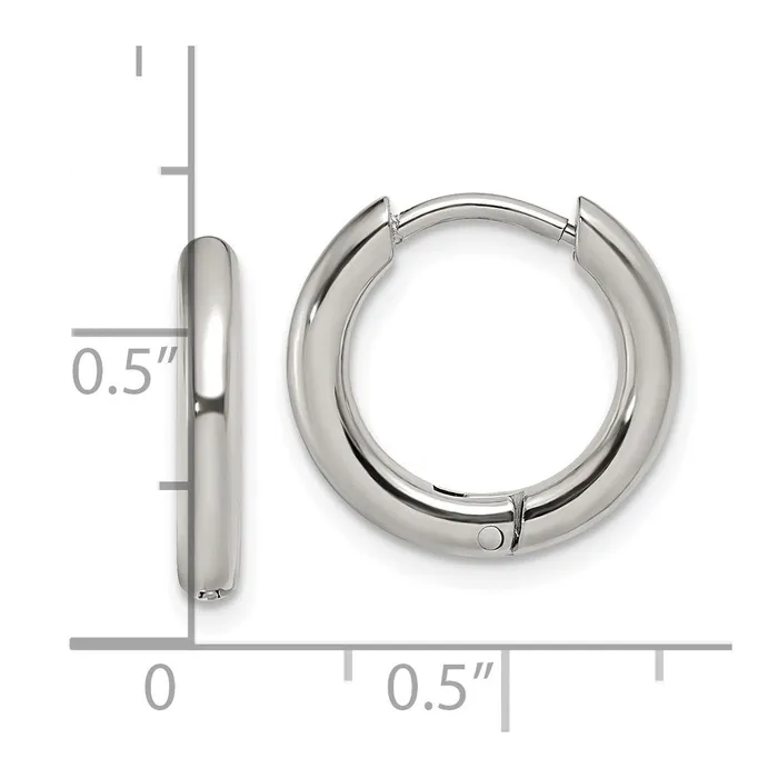 Earrings Stainless Steel Polished 25mm Hinged Hoop Earrings TreasureFineJewelers