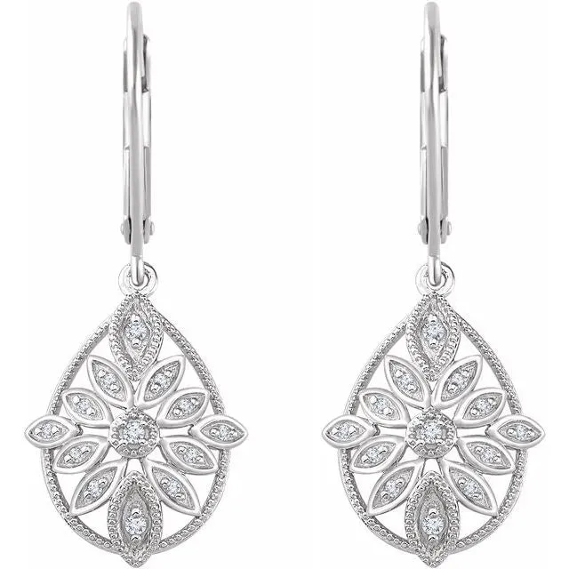 Earrings Sterling Silver 16 CTW Diamond Granulated Filigree Earrings TreasureFineJewelers
