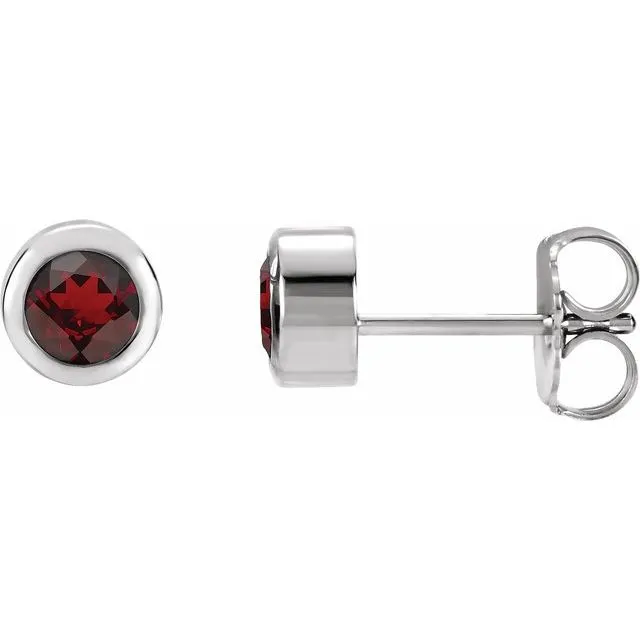 Earrings Sterling Silver 4 mm Round Imitation Mozambique Garnet Birthstone Earrings TreasureFineJewelers Earrings Sterling Silver 4 mm Round Imitation Mozambique Garnet Birthstone Earrings TreasureFineJewelers