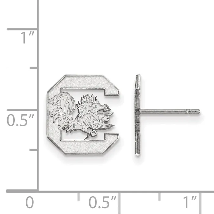 Earrings TreasureFineJewelers 10K White Gold University of South Carolina Small Post Earrings