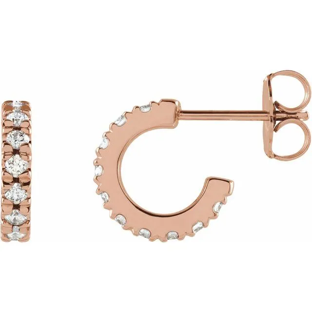 Earrings TreasureFineJewelers 14K Rose Gold 10 mm 13 CTW LabGrown Diamond FrenchSet Huggie Earrings Earrings TreasureFineJewelers 14K Rose Gold 10 mm 13 CTW LabGrown Diamond FrenchSet Huggie Earrings