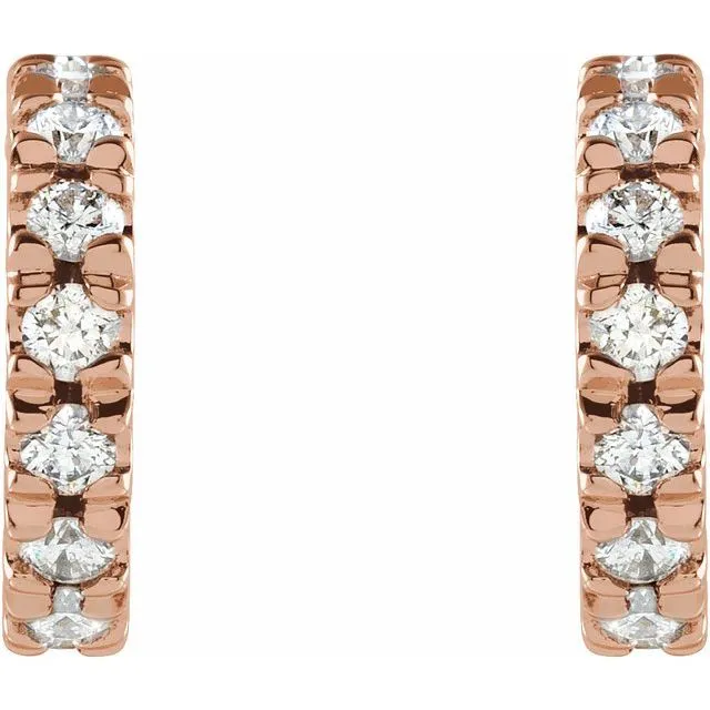 Earrings TreasureFineJewelers 14K Rose Gold 10 mm 13 CTW LabGrown Diamond FrenchSet Huggie Earrings