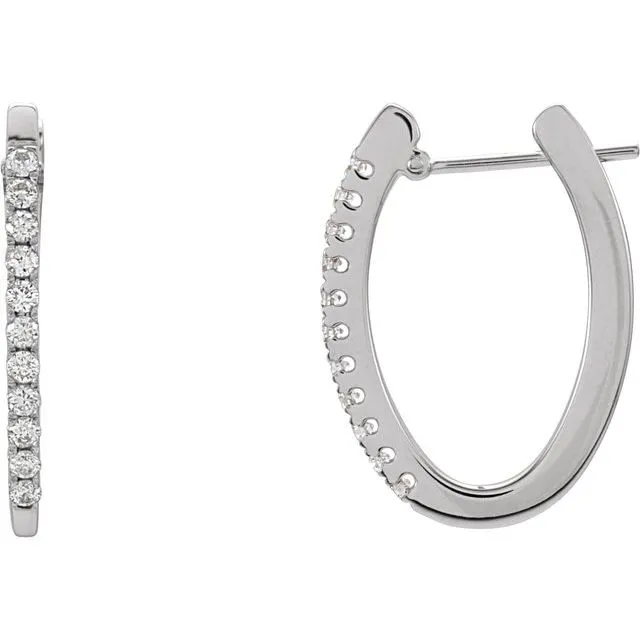 Earrings TreasureFineJewelers 14K White 13 CTW Diamond Hoop Earrings