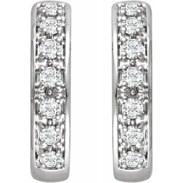 Earrings TreasureFineJewelers 14K White 13 CTW Diamond Hoop Earrings
