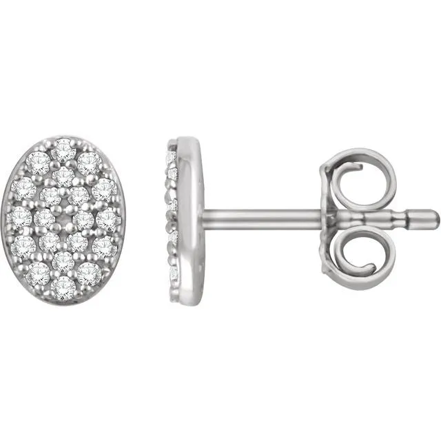 Earrings TreasureFineJewelers 14K White 16 CTW Diamond Oval Cluster Earrings