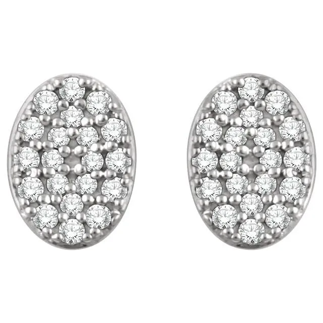 Earrings TreasureFineJewelers 14K White 16 CTW Diamond Oval Cluster Earrings