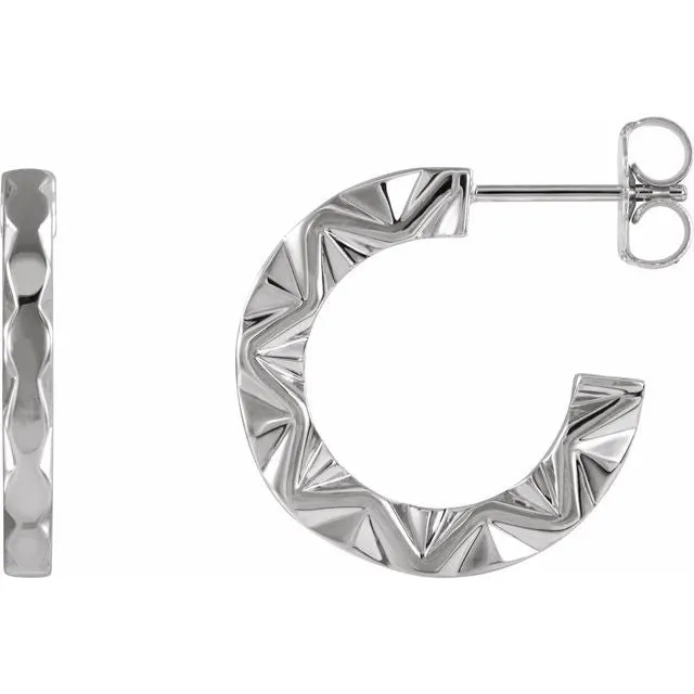 Earrings TreasureFineJewelers 14K White Gold Geometric Hoop Earrings