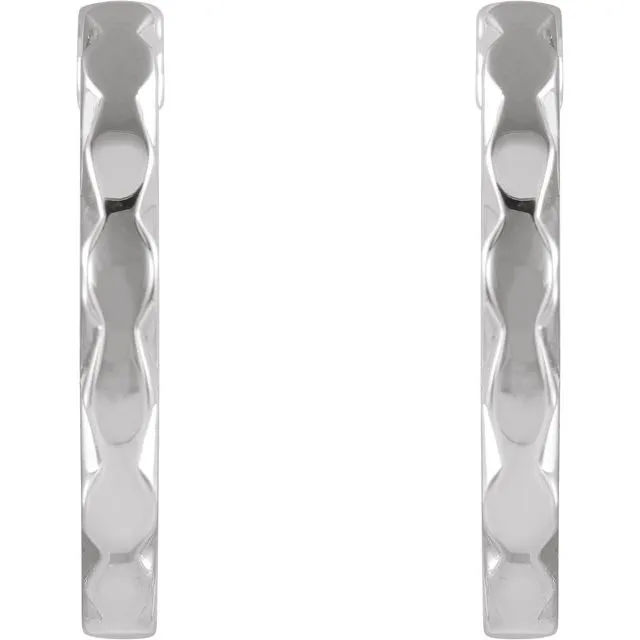 Earrings TreasureFineJewelers 14K White Gold Geometric Hoop Earrings