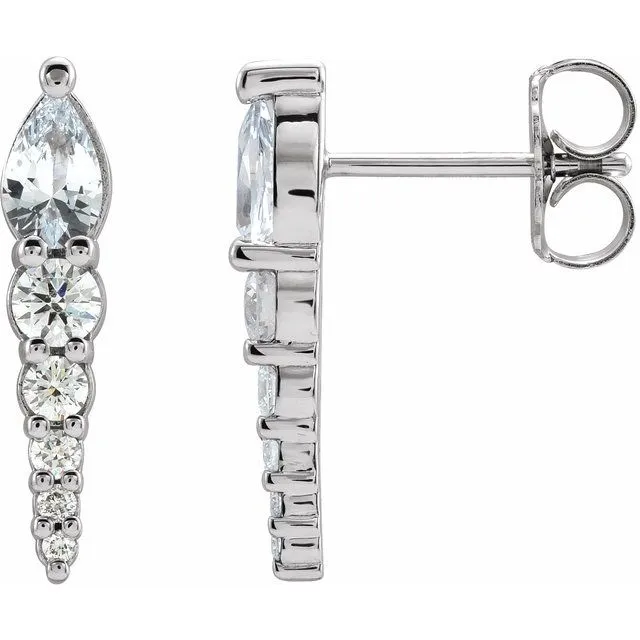 Earrings TreasureFineJewelers 14K White Gold Natural White Gold Sapphire 14 CTW Natural Diamond Earrings Earrings TreasureFineJewelers 14K White Gold Natural White Gold Sapphire 14 CTW Natural Diamond Earrings