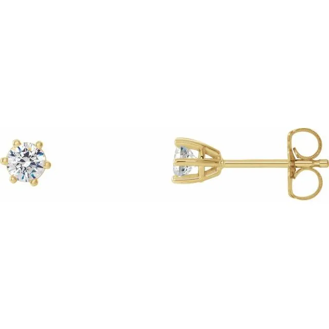 Earrings TreasureFineJewelers 14K Yellow 34 mm SI2SI3 13 CTW Diamond 6Prong Wire Basket Earrings
