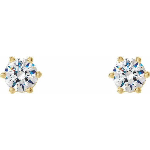 Earrings TreasureFineJewelers 14K Yellow 34 mm SI2SI3 13 CTW Diamond 6Prong Wire Basket Earrings