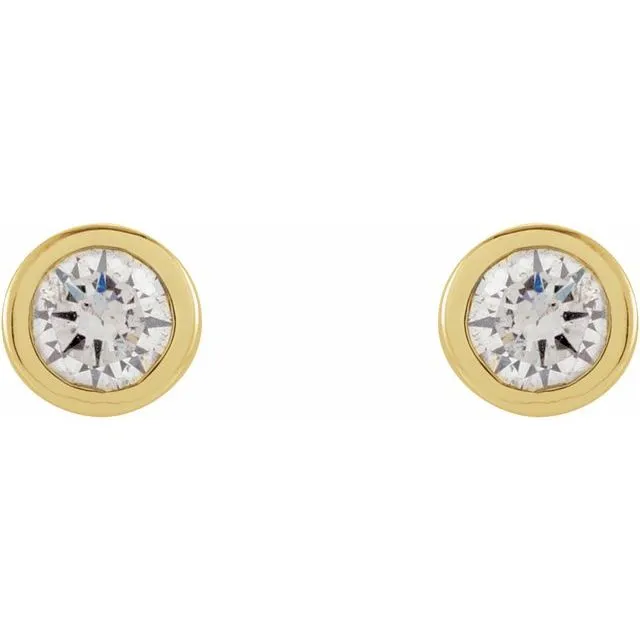 Earrings TreasureFineJewelers 14K Yellow Gold 06 CTW Natural Diamond Micro BezelSet Earrings