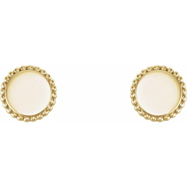 Earrings TreasureFineJewelers 18K Yellow Gold Vermeil Engravable Beaded Earrings