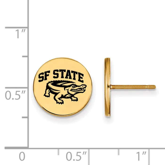 Earrings TreasureFineJewelers Sterling Silver Goldplated San Francisco State University Small Enameled Disc Post Earrings
