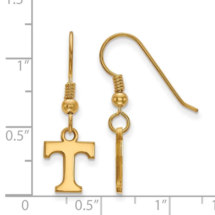 Earrings TreasureFineJewelers Sterling Silver Goldplated University of Tennessee Letter T Extra Small Dangle Wire Earrings