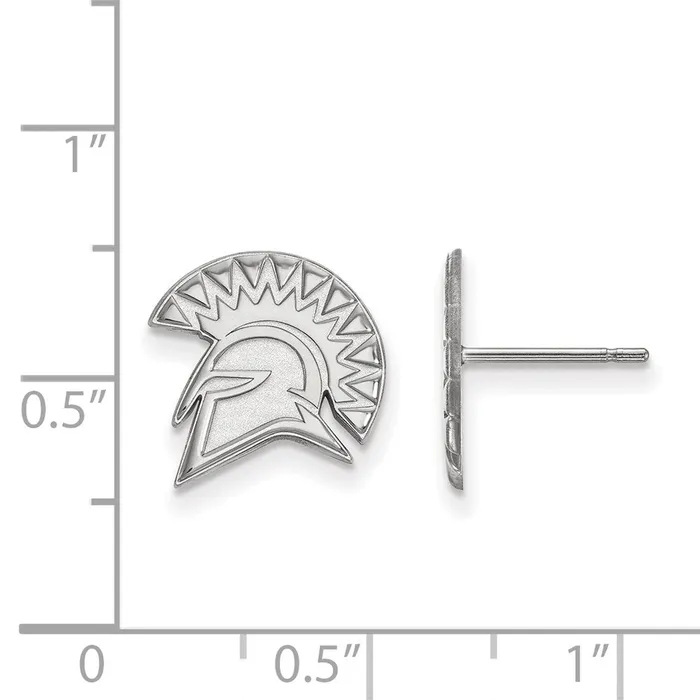 Earrings TreasureFineJewelers Sterling Silver Rhodiumplated San Jose State University Spartan Small Post Earrings