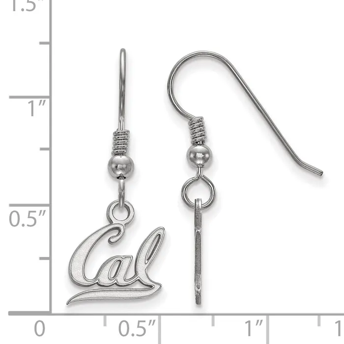 Earrings TreasureFineJewelers Sterling Silver Rhodiumplated University of California Berkeley Extra Small Dangle Wire Earrings