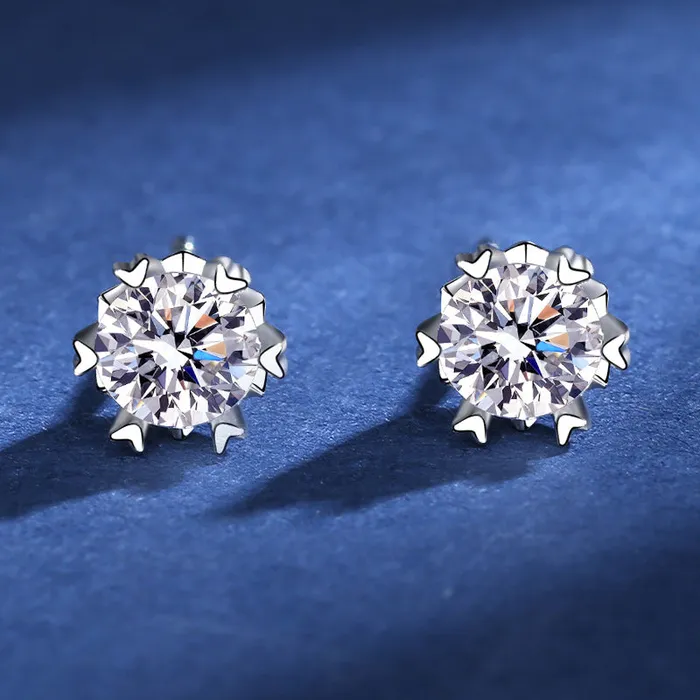 Earrings Trendolla Jewelry Love Snowflake Moissanite Stud Earrings Earrings