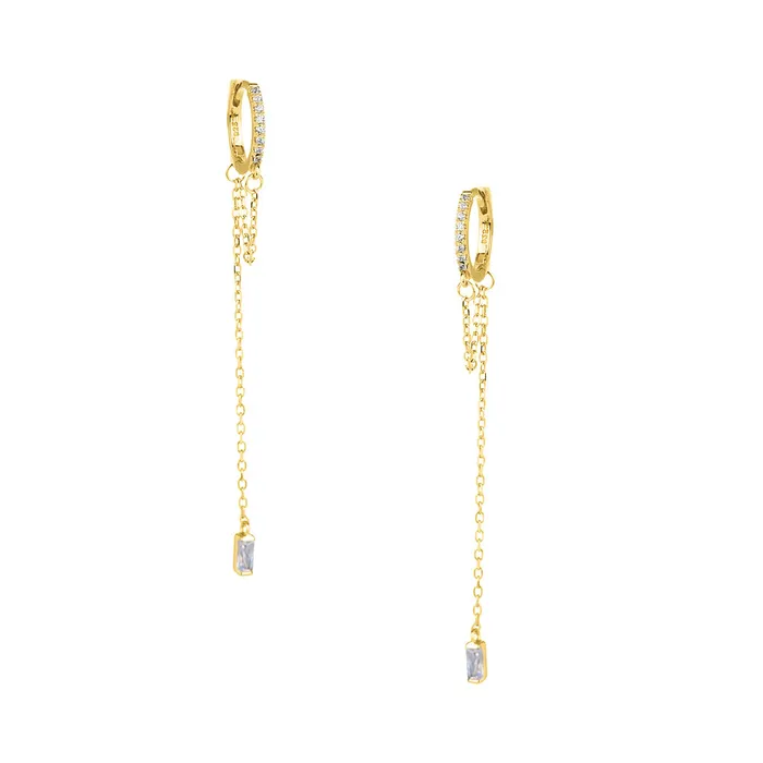 Earrings Trendolla Jewelry S925 Silver Circle Chain Zirconia Drop Earrings