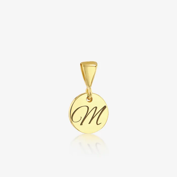 Ema Jewels M Initial Cursive Engraved Pendant ONLY 14K 925 Gold Vermeil Necklaces Ema Jewels M Initial Cursive Engraved Pendant ONLY 14K 925 Gold Vermeil Necklaces