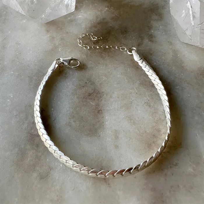 Herringbone Silver Chain Bracelet Robindira Unsworth Bracelets
