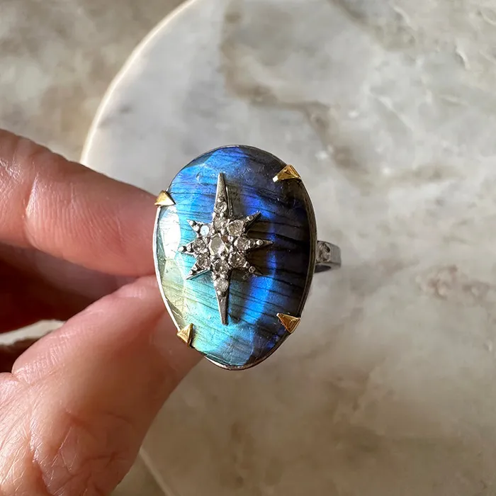 Kaira Labradorite Celestial Ring Robindira Unsworth Rings