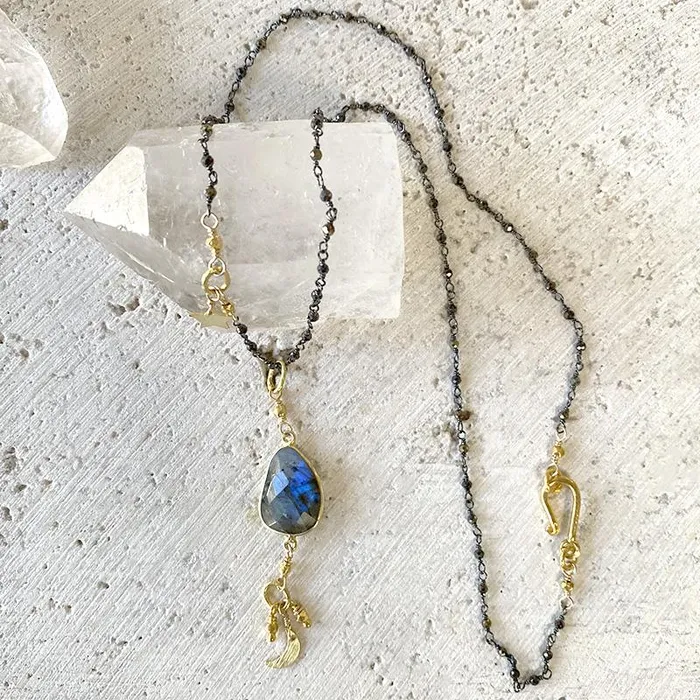 Labradorite Moon Drop Necklace Robindira Unsworth Necklaces