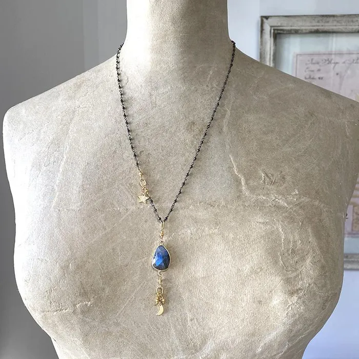 Labradorite Moon Drop Necklace Robindira Unsworth Necklaces