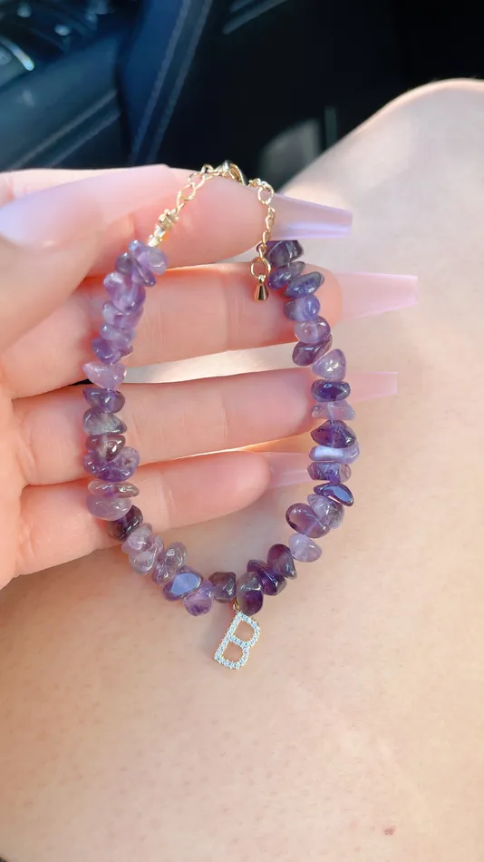 MP Jewelry Bracelets Dark Amethyst Initial Bracelet