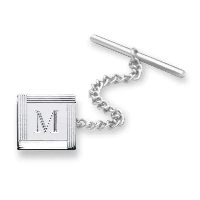 Mens Square Tie Tac in Sterling Silver 1 Initial of Trendolla Trendolla Jewelry Necklaces Mens Square Tie Tac in Sterling Silver 1 Initial of Trendolla Trendolla Jewelry Necklaces