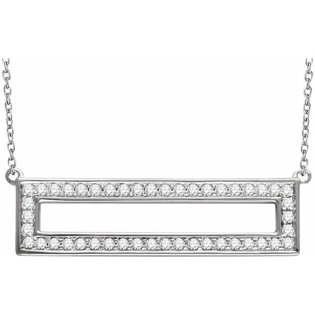 Necklaces 14K White 38 CTW Diamond Rectangle 1618 Necklace TreasureFineJewelers