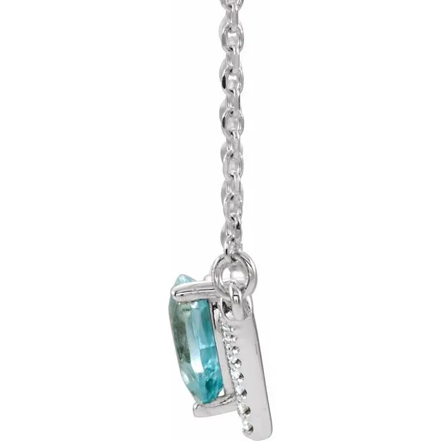 Necklaces 14K White Blue Zircon 06 CTW Diamond 18 Necklace TreasureFineJewelers