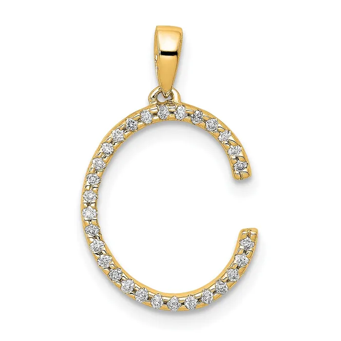 Necklaces 14k Yellow Gold Diamond Letter C Initial Pendant TreasureFineJewelers Necklaces 14k Yellow Gold Diamond Letter C Initial Pendant TreasureFineJewelers