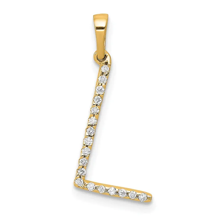 Necklaces 14k Yellow Gold Diamond Letter L Initial Pendant TreasureFineJewelers Necklaces 14k Yellow Gold Diamond Letter L Initial Pendant TreasureFineJewelers