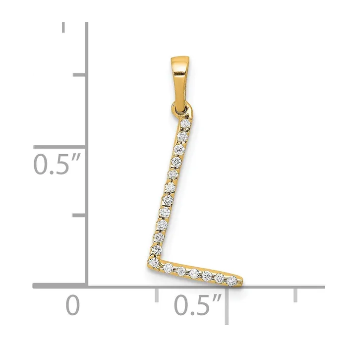 Necklaces 14k Yellow Gold Diamond Letter L Initial Pendant TreasureFineJewelers